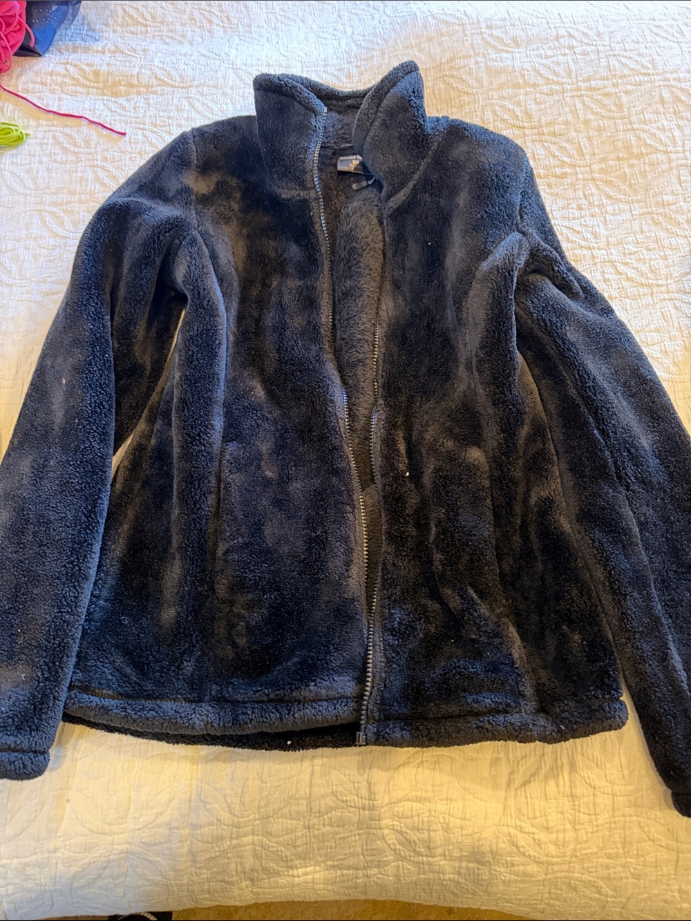 Plush Black Zip-Up Fleece Jacket